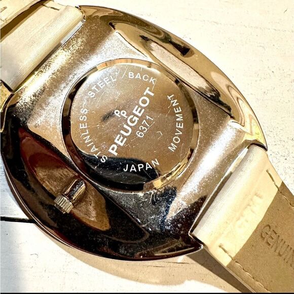 Peugeot couture crystal silver tone watch with leather band main image 5